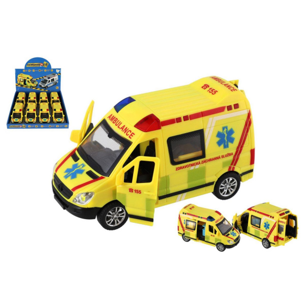 AUTO AMBULANCIA PLAST NA BATÉRIE SO SVETLOM A ZVUKOM NA ZOTRVAČNÍK 14,5cm AUTO AMBULANCIA PLAST NA BATÉRIE SO SVETLOM A ZVUKOM NA ZOTRVAČNÍK 14,5cm