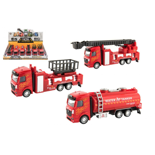 AUTO HASIČI KOV/PLAST NA SPÄTNÝ CHOD 21-23cm 3 DRUHY