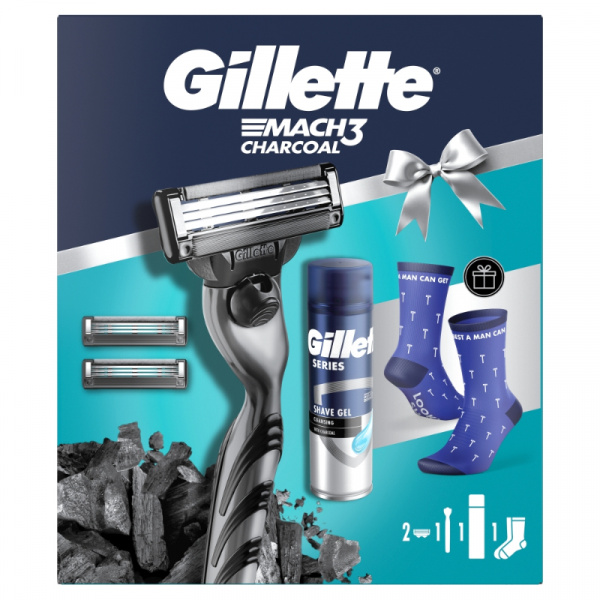 BALÍČEK DARČ. GILLETTE MACH3 CHARCOAL STROJČEK + 2NH + GILLETTE 