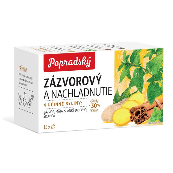 ČAJ BYLINNÝ ZÁZVOROVÝ PRI NACHLADNUTÍ 22,5g POPRAD