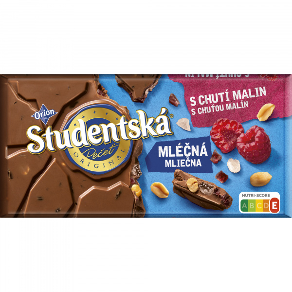 ČOKOLÁDA ŠTUDENTSKÁ PEČAŤ MLIEČNA S MALINAMI 170g