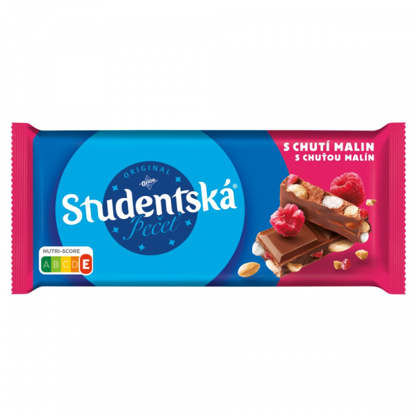 ČOKOLÁDA ŠTUDENTSKÁ PEČAŤ MLIEČNA S MALINAMI 170g