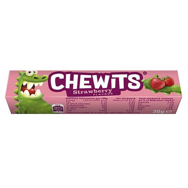 CUKRÍKY CHEWITS S JAHODOVOU PRÍCHUŤOU 30g CUKRÍKY CHEWITS S JAHODOVOU PRÍCHUŤOU 30g