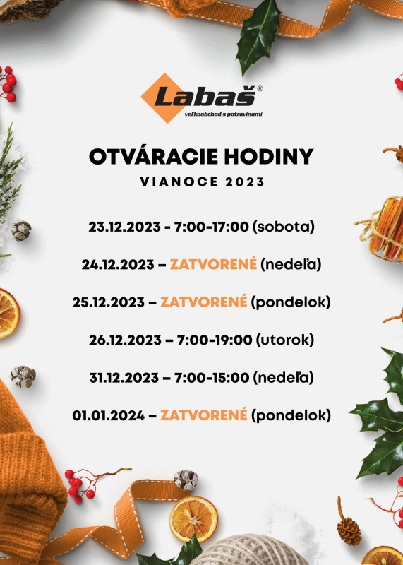 Otváracie hodiny na Vianoce 2023