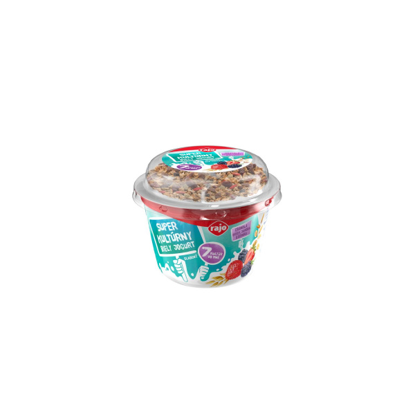 JOGURT BIELY SUPER KULTÚRNY GRANOLA LESNÉ OVOCIE 160g RAJO BEZ LAKTÓZY