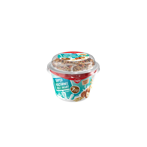 JOGURT BIELY SUPER KULTÚRNY GRANOLA LIESKOVÝ ORECH 160g RAJO BEZ LAKTÓZY JOGURT BIELY SUPER KULTÚRNY GRANOLA LIESKOVÝ ORECH 160g RAJO BEZ LAKTÓZY
