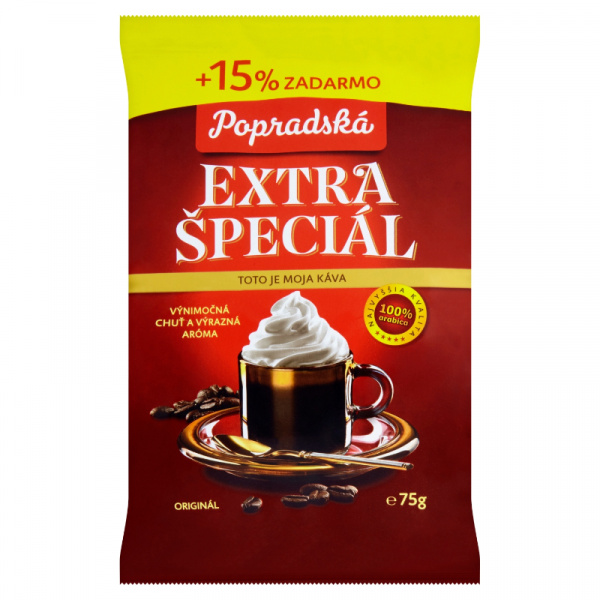KÁVA MLETÁ EXTRA ŠPECIÁL - ŠĽAH. 75g + 15% ZDARMA POPRAD