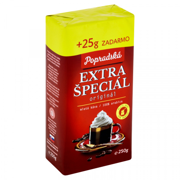 KÁVA MLETÁ EXTRA ŠPECIÁL 250g + 25g ZDARMA POPRAD KÁVA MLETÁ EXTRA ŠPECIÁL 250g + 25g ZDARMA POPRAD