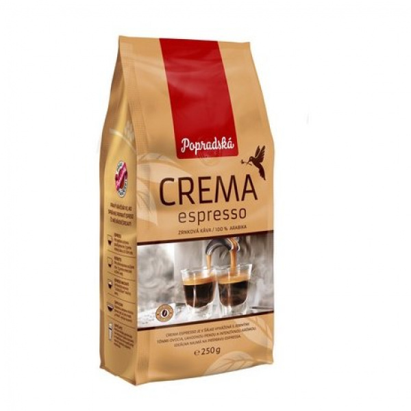 KÁVA ZRNKOVÁ CREMA ESPRESSO ARABIKA 250g POPRAD KÁVA ZRNKOVÁ CREMA ESPRESSO ARABIKA 250g POPRAD