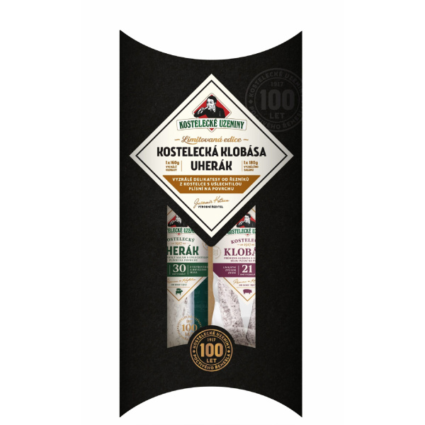 KOSTELECKÁ DVOJKA SALÁMA UHERÁK 180g+KLOBÁSA 160g KOSTELECKÉ UZENINY KOSTELECKÁ DVOJKA SALÁMA UHERÁK 180g+KLOBÁSA 160g KOSTELECKÉ UZENINY
