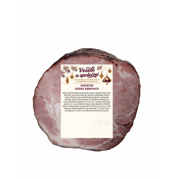 KRKOVIČKA ÚDENÁ SVIATOČNÁ cca 1,5kg /VÁHA/ KOSTELECKÉ UZENINY KRKOVIČKA ÚDENÁ SVIATOČNÁ cca 1,5kg /VÁHA/ KOSTELECKÉ UZENINY