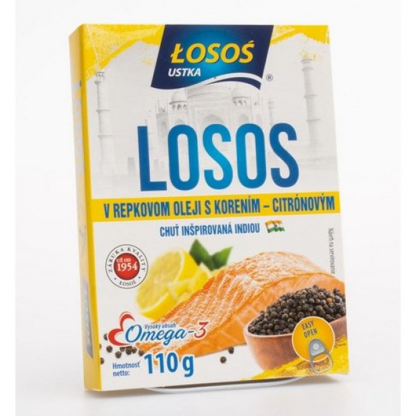 LOSOS V REPKOVOM OLEJI S CITRÓNOVÝM KORENÍM 110g LOSOS V REPKOVOM OLEJI S CITRÓNOVÝM KORENÍM 110g