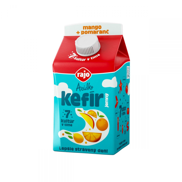 MLIEKO ACIDKO KEFÍR JEMNÝ MANGO+POMARANČ 450g RAJO