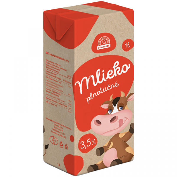 MLIEKO PLNOTUČNÉ TRVANLIVÉ 3,5% 1l UHT EUROMILK