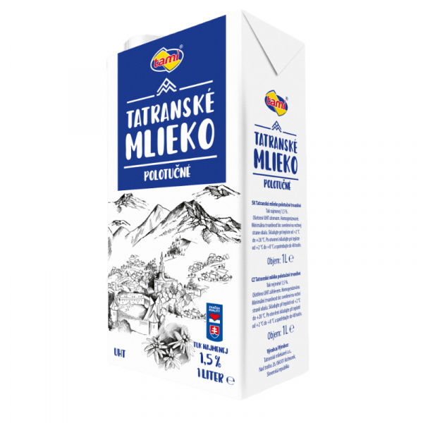 MLIEKO POLOTUČNÉ TRVANLIVÉ 1,5% 1l UHT TAMI