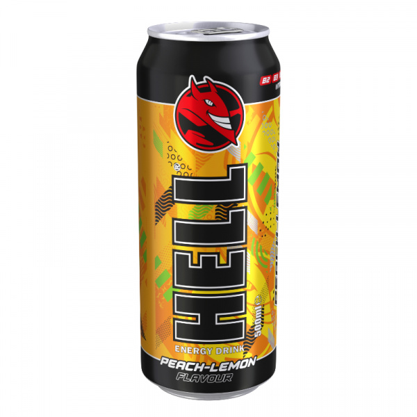 NÁPOJ ENERGETICKÝ HELL PEACH-LEMON 0.5l PLECH VRATNÝ OBAL