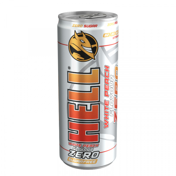 NÁPOJ ENERGETICKÝ HELL WHITE PEACH ZERO 0.25l PLECH VRATNÝ OBAL