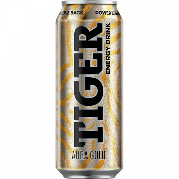 NÁPOJ ENERGETICKÝ TIGER AURA GOLD 0.5l PLECH VRATNÝ OBAL NÁPOJ ENERGETICKÝ TIGER AURA GOLD 0.5l PLECH VRATNÝ OBAL