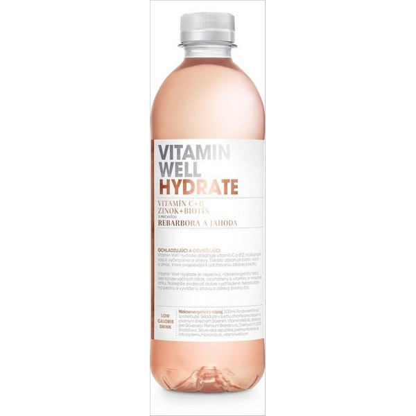 NÁPOJ VITAMIN WELL HYDRATE REBARBORA A JAHODA 500ml PET VRATNÝ OBAL NÁPOJ VITAMIN WELL HYDRATE REBARBORA A JAHODA 500ml PET VRATNÝ OBAL