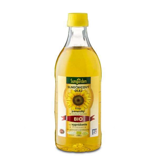 OLEJ BIO SLNEČNICOVÝ NA VYPRÁŽANIE 1l PET SUNGARDEN OLEJ BIO SLNEČNICOVÝ NA VYPRÁŽANIE 1l PET SUNGARDEN