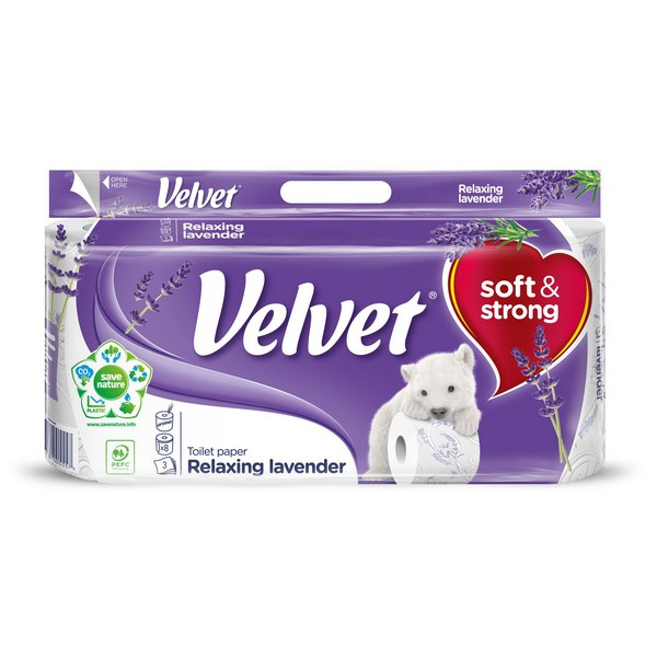 PAPIER TOALETNÝ VELVET RELAXING LAVENDER 8ks 3-VRST. PAPIER TOALETNÝ VELVET RELAXING LAVENDER 8ks 3-VRST.