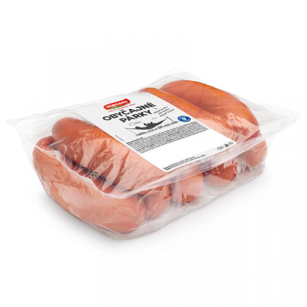 PÁRKY OBYČAJNÉ cca 1200g OA /VÁHA/ 62% PODIEL MÄSA MECOM 