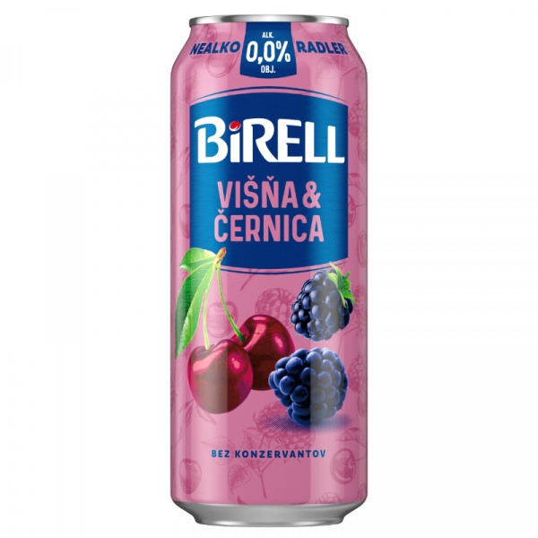 PIVO BIRELL 0.0% VIŠŇA&ČERNICA 0.5l PLECH VRATNÝ OBAL