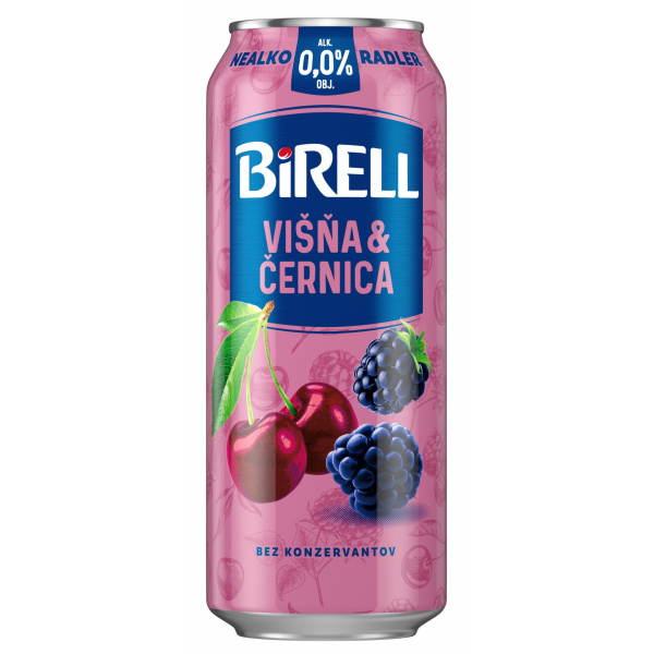 PIVO BIRELL 0.0% VIŠŇA&ČERNICA 0.5l PLECH VRATNÝ OBAL
