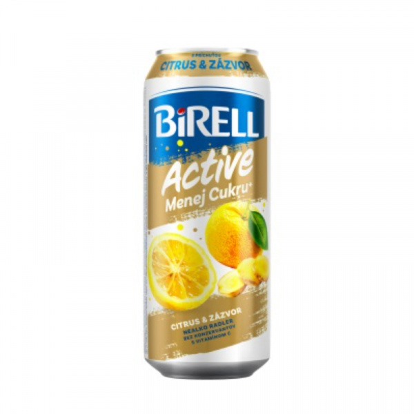 PIVO BIRELL ACTIVE NEALKO CITRUS & ZÁZVOR MENEJ CUKRU 0.5l PLECH VRATNÝ OBAL