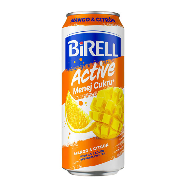 PIVO BIRELL ACTIVE NEALKO MANGO&CITRÓN LIMITOVANÁ EDÍCIA 0.5l PLECH VRATNÝ OBAL
