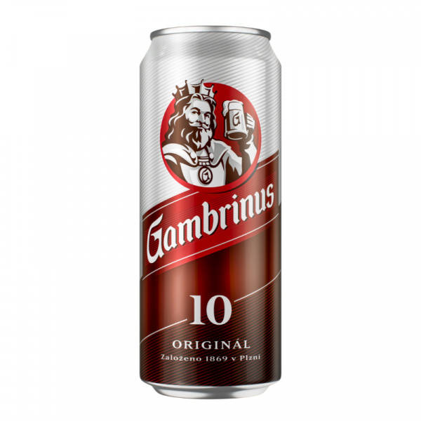 PIVO GAMBRINUS 10% 0.5l PLECH VRATNÝ OBAL