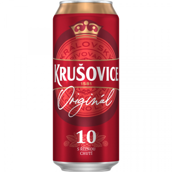 PIVO KRUŠOVICE KRÁLOVSKÁ 10% 0.5l SVETLÉ PLECH VRATNÝ OBAL