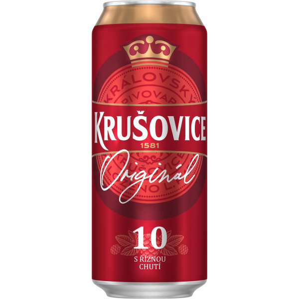 PIVO KRUŠOVICE KRÁLOVSKÁ 10% 0.5l SVETLÉ PLECH VRATNÝ OBAL