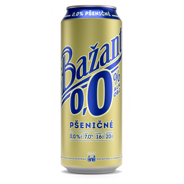 PIVO ZLATÝ BAŽANT PŠENIČNÉ 0,0% 0.5l PLECH VRATNÝ OBAL