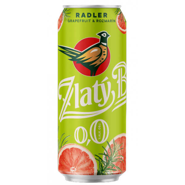 PIVO ZLATÝ BAŽANT RADLER 0,0% GREP ROZMARÍN 0.5l PLECH VRATNÝ OBAL 