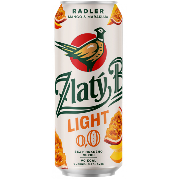 PIVO ZLATÝ BAŽANT RADLER 0,0% MANGO MARAKUJA BEZ CUKRU 0.5l PLECH VRATNÝ OBAL