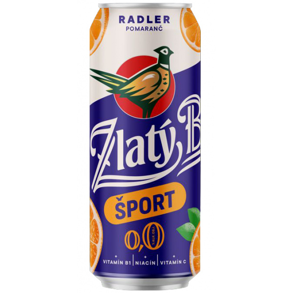 PIVO ZLATÝ BAŽANT RADLER 0,0% ŠPORT POMARANČ 0.5l PLECH VRATNÝ OBAL