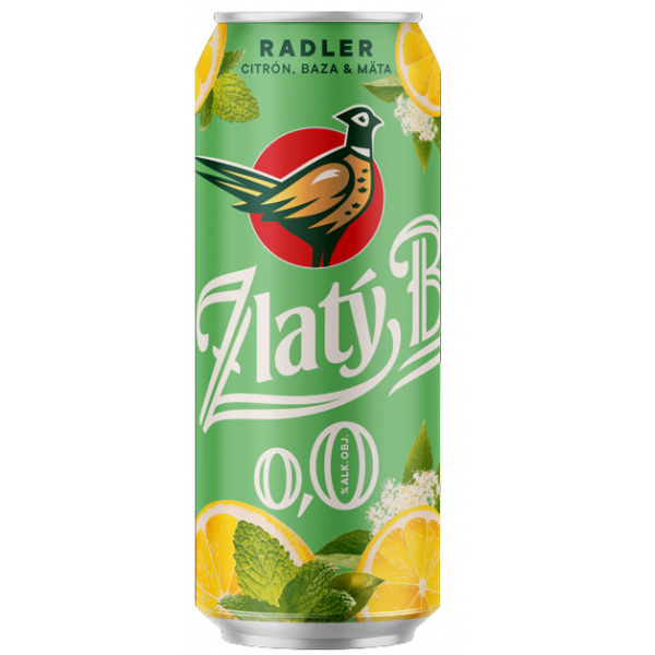 PIVO ZLATÝ BAŽANT RADLER CITRÓN-BAZA-MÄTA 0,0% 0.5l PLECH VRATNÝ OBAL