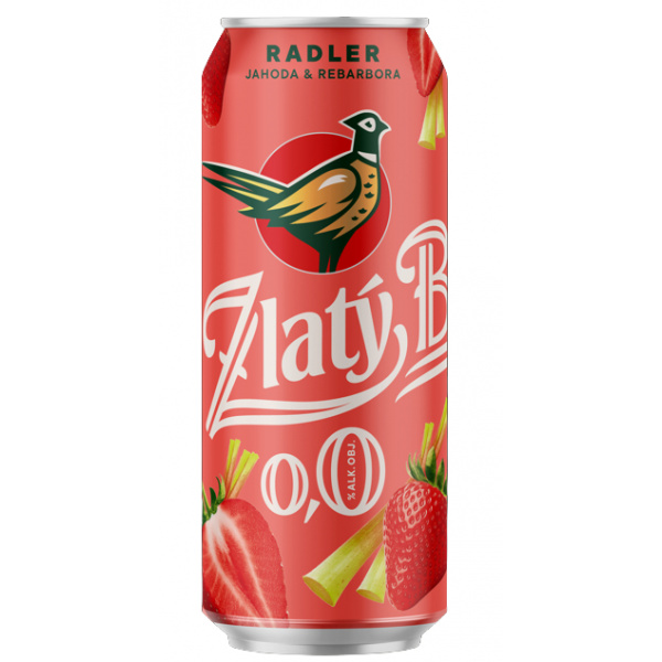 PIVO ZLATÝ BAŽANT RADLER JAHODA REBARBORA 0,0% 0.5l PLECH VRATNÝ OBAL
