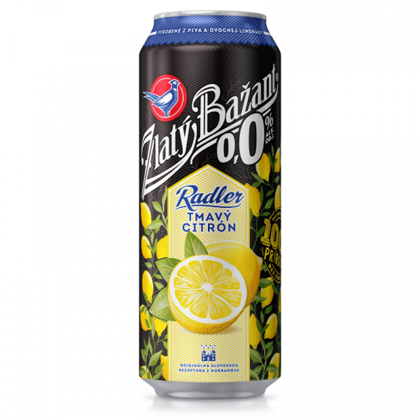 PIVO ZLATÝ BAŽANT RADLER TMAVÝ CITRÓN 0,0% 0.5l PLECH VRATNÝ OBAL
