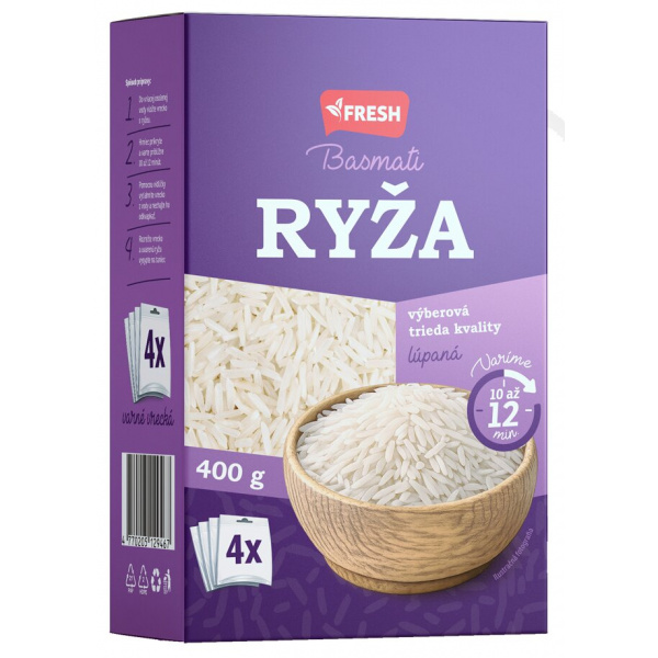 RYŽA VARNÉ VRECKÁ BASMATI 4x100g FRESH RYŽA VARNÉ VRECKÁ BASMATI 4x100g FRESH
