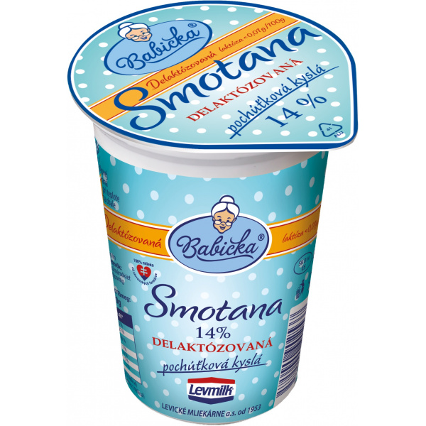 SMOTANA KYSLÁ DELAKTOZÓVANÁ 14% 200g BABIČKA SMOTANA KYSLÁ DELAKTOZÓVANÁ 14% 200g BABIČKA