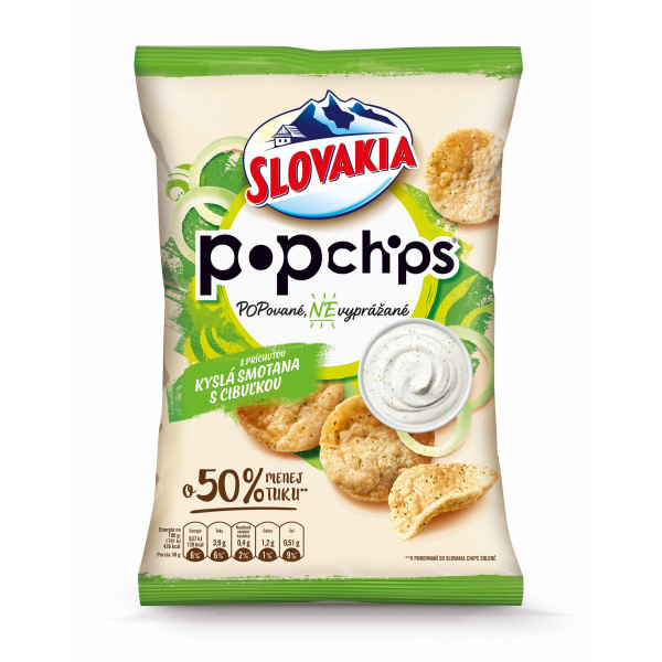SNACK ZEMIAKOVÝ SLOVAKIA POPCHIPS KYSLÁ SMOTANA A CIBUĽKA 65g SLOVAKIA SNACK ZEMIAKOVÝ SLOVAKIA POPCHIPS KYSLÁ SMOTANA A CIBUĽKA 65g SLOVAKIA