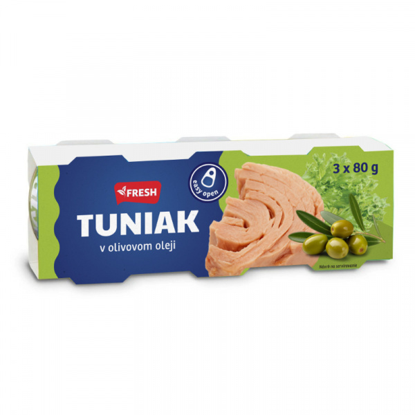 TUNIAK V OLIVOVOM OLEJI 3x80g / PP 156g FRESH