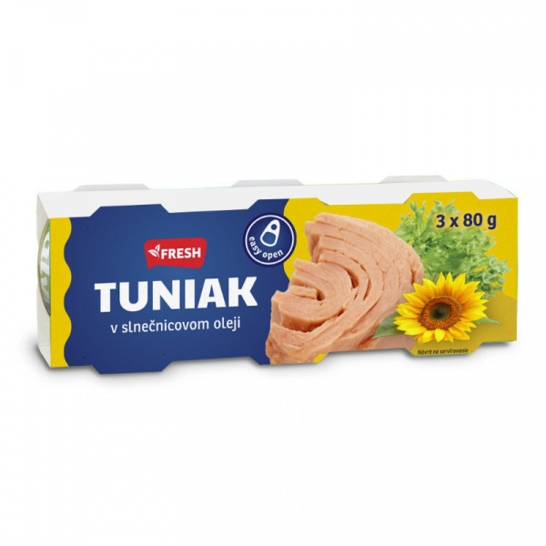 TUNIAK V SLNEČNICOVOM OLEJI 3x80g / PP 156g FRESH TUNIAK V SLNEČNICOVOM OLEJI 3x80g / PP 156g FRESH
