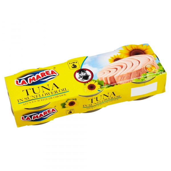 TUNIAK V SLNEČNICOVOM OLEJI CELÝ 3x80g / PP 156g EO LA MAREA