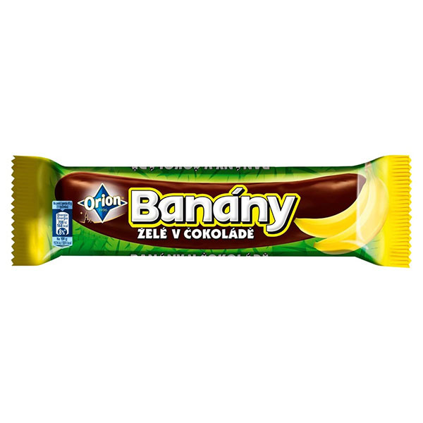 TYČINKA BANÁNY V ČOKOLÁDE 45g ORION N1 CZ BEZLEP