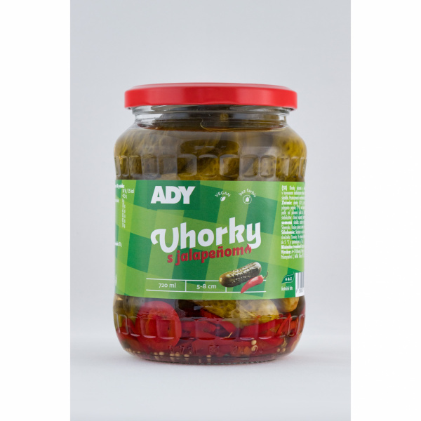 UHORKY STERILIZOVANÉ  S JALAPEŇOM 5-8cm 720ml / PP 330g ADY