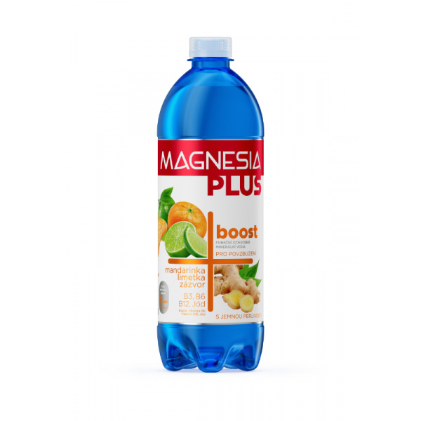 VODA MINERÁLNA MAGNESIA PLUS BOOST MANDARINKA,LIMETKA,ZÁZVOR 0.7l VRATNÝ OBA