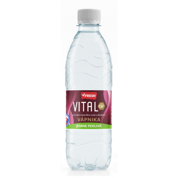 VODA MINERÁLNA VITAL Ca2+ JEMNE PERLIVÁ 0.5l PET FRESH VRATNÝ OBAL